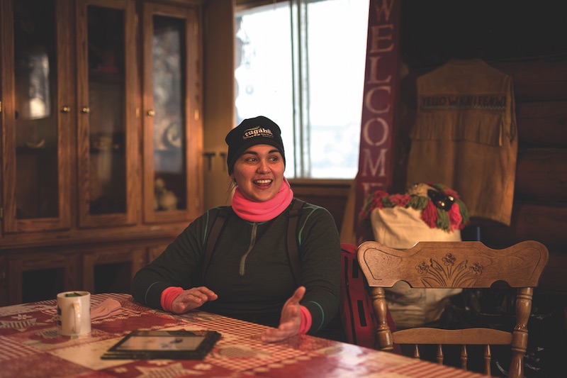 Jordee Reid smiles as she remembers the first time she was on the back of a sled pulled by her favourite dog. PHOTO BY SAMANTHA STUART