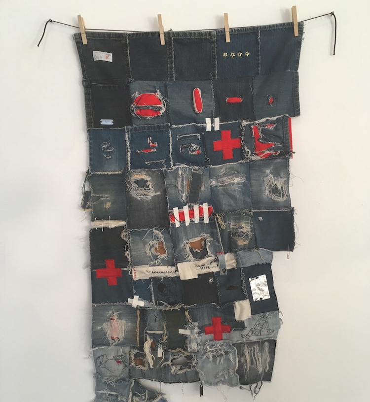 Marcus Jackson created this “anti-quilt” for the first social fabric show in 2018. COURTESY YK ARTIST-RUN COMMUNITY CENTRE