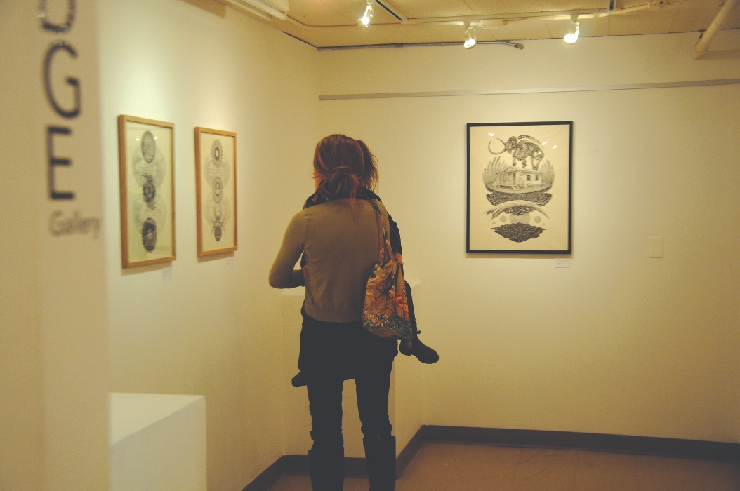 Spectator at an art gallery