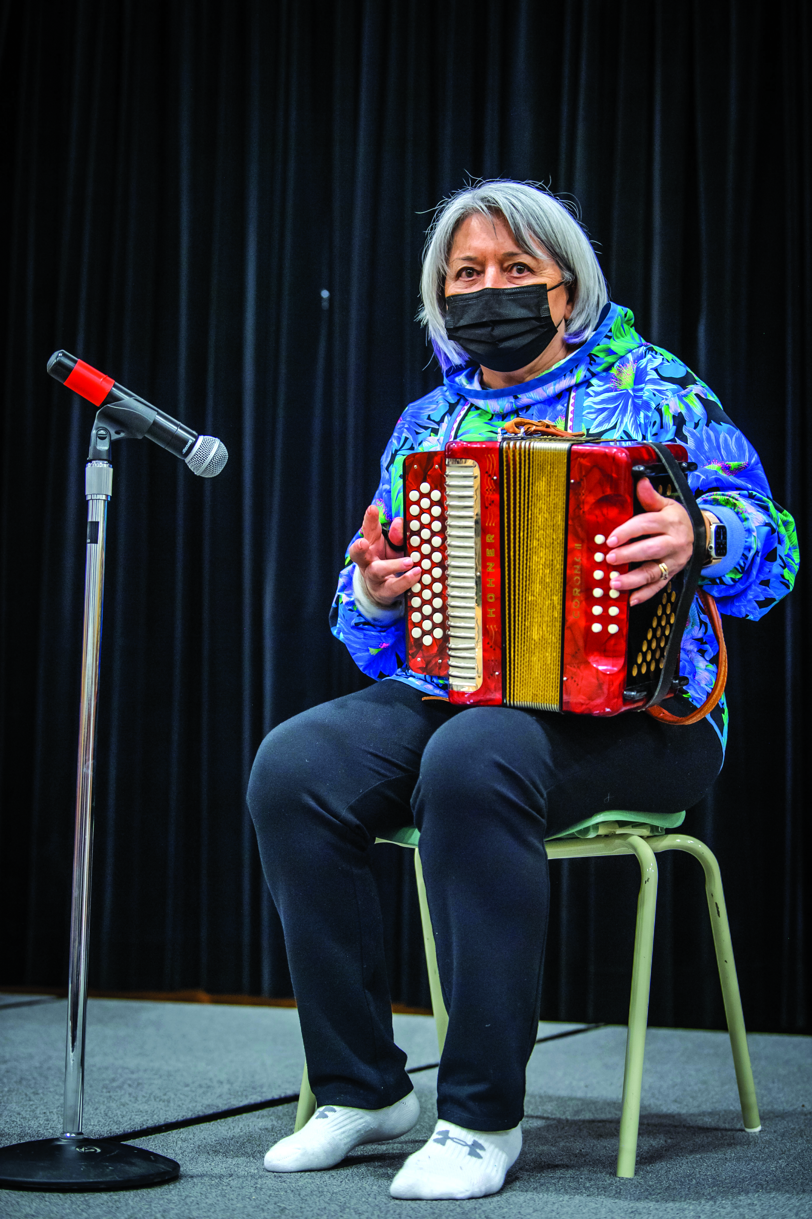 At a community gathering in Kangiqsualujjuaq, her birthplace, in May 2022. (Photo by Sgt. Mathieu St-Amour/Rideau Hall)