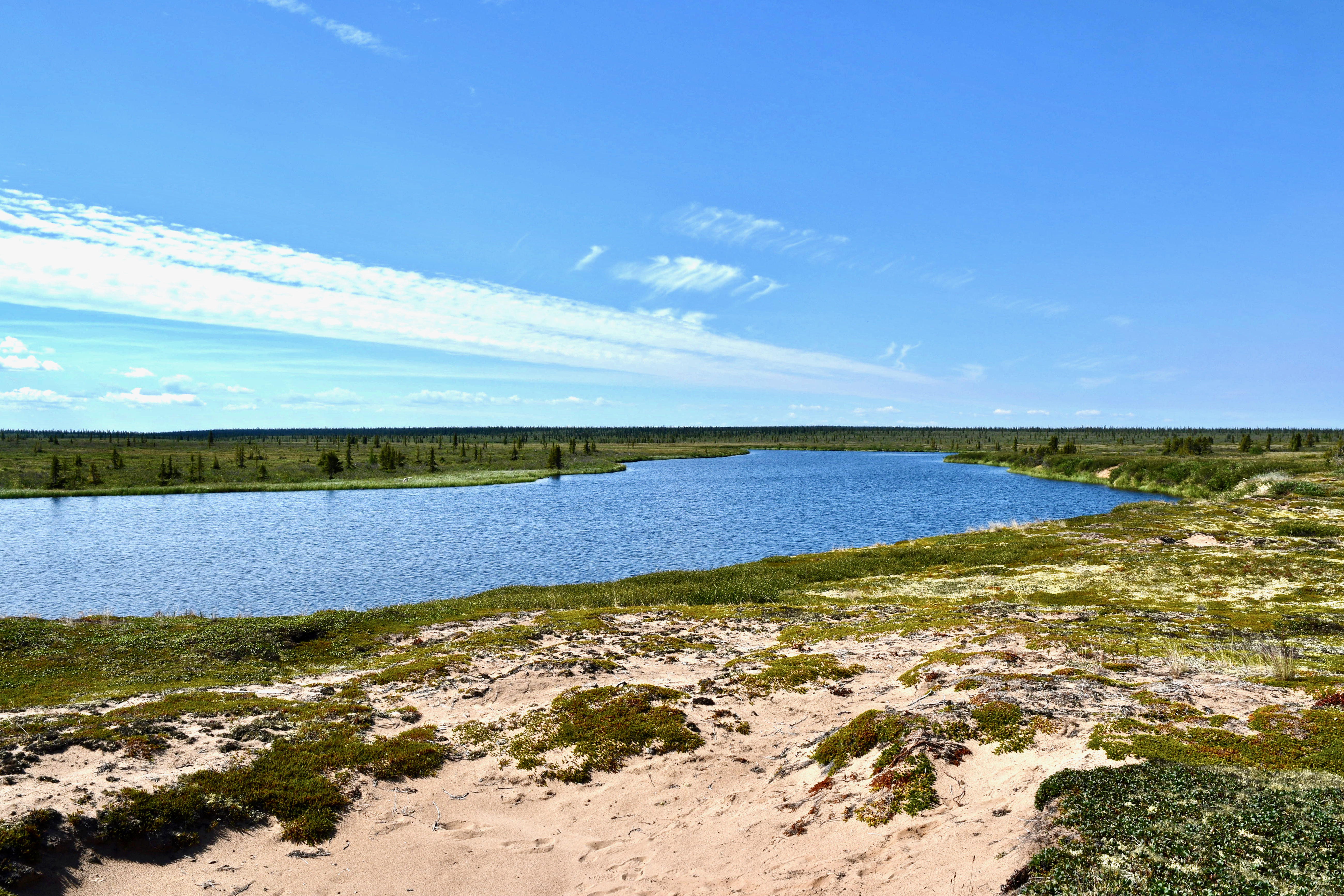 The Naiju River is one of main sandy retreats scattered along the shores of Great Bear Lake. 