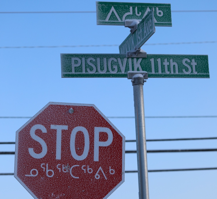 The languages on Iqaluit's street signs.
