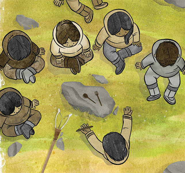 Ukpik, the protagonist of Susan Aglukark’s first children’s book, sees more than a fork.ILLUSTRATION AMANDA SANDLAND, DANNY CHRISTOPHER/INHABIT MEDIA