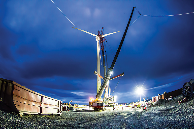 ONE FINE TURBINE:  Putting the final touches on the 3.0-megawatt wind turbine at Glencore's Raglan nickel mine in Nunavik - Courtesy Glencore