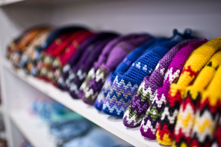 Pang hats, the ultimate Pangnirtung souvenir. Photo by Angela Gzowski