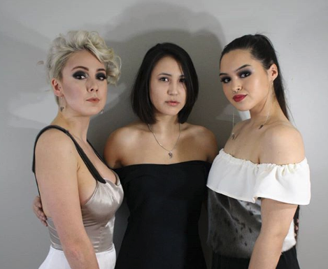 Alexia Melissa Attagutsiak with models Galloway-Alainga and Anna Lambe. VIA INSTAGRAM