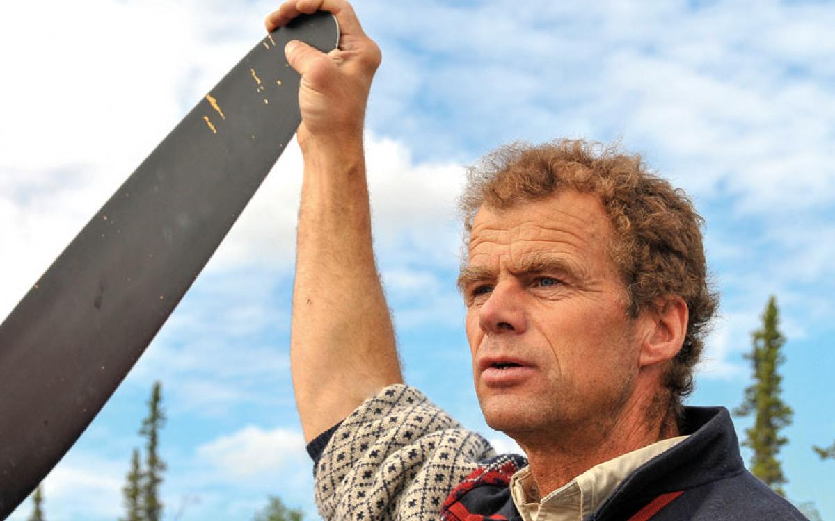 Bush pilot Dave Olesen at his remote Hoarfrost River home. Photo: Kristen Gilbertson Olesen