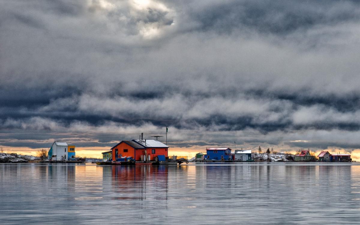 Houseboats on Yellowknife Bay.