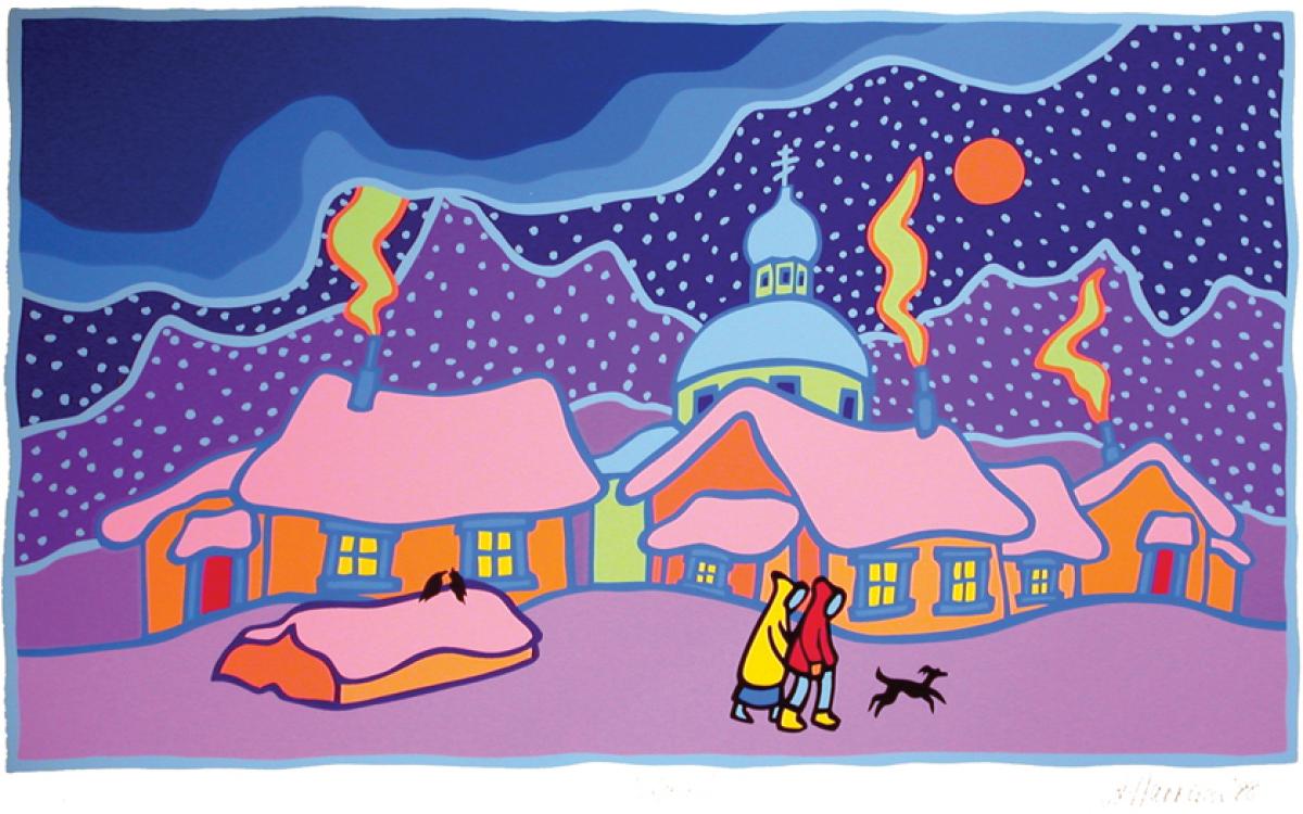 Alaska, acrylic on paper, 11x17. Artwork courtesy of Ted Harrison