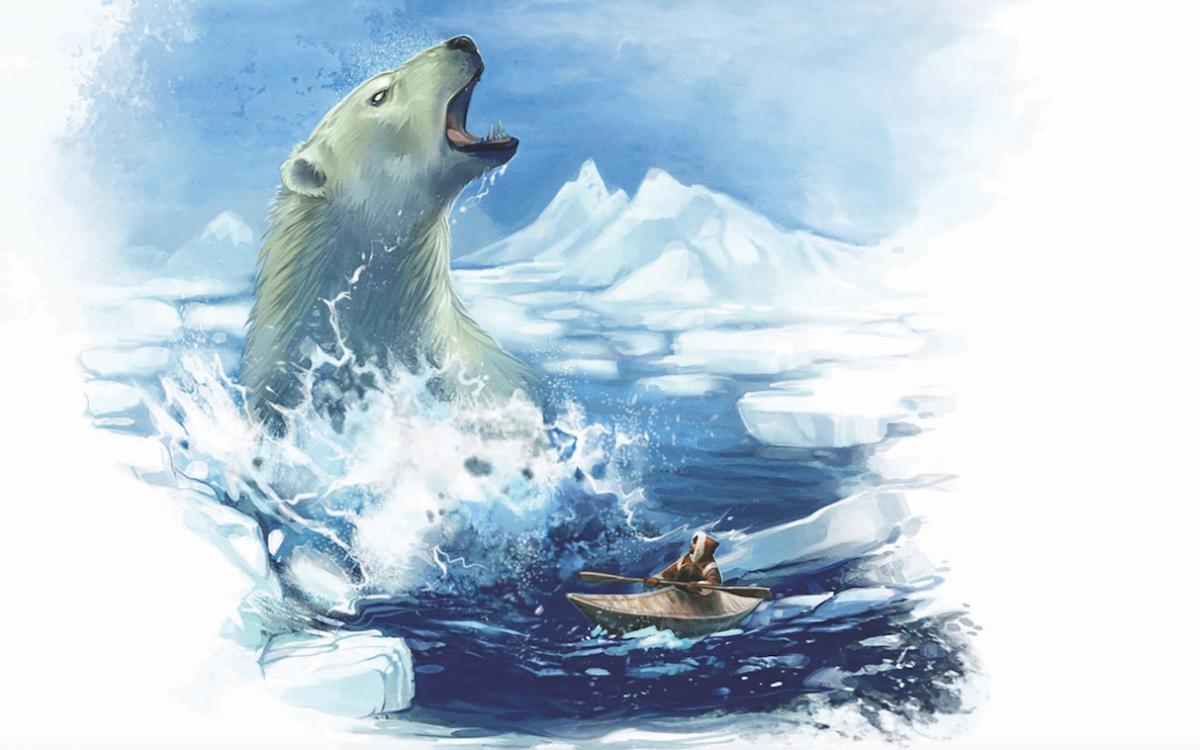 The nanurluk is a ferocious polar bear the size of an iceberg that lives beneath the sea. 
