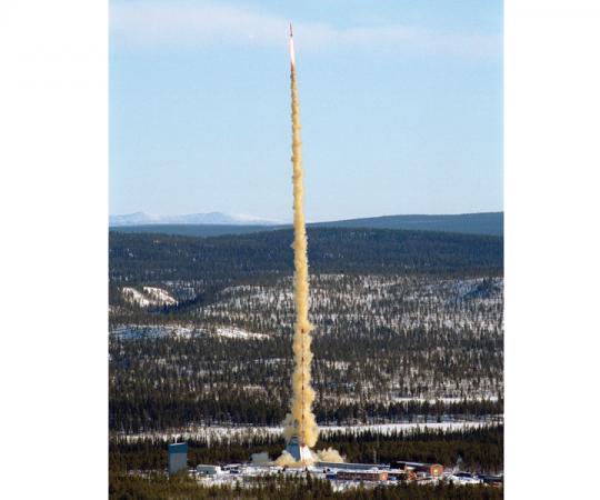 A taiga takeoff. The Swedish Space Corp. launches rockets from its Esrange site, north of the Arctic Circle. Photo courtesy ESA/Esrange/Lars Thulin